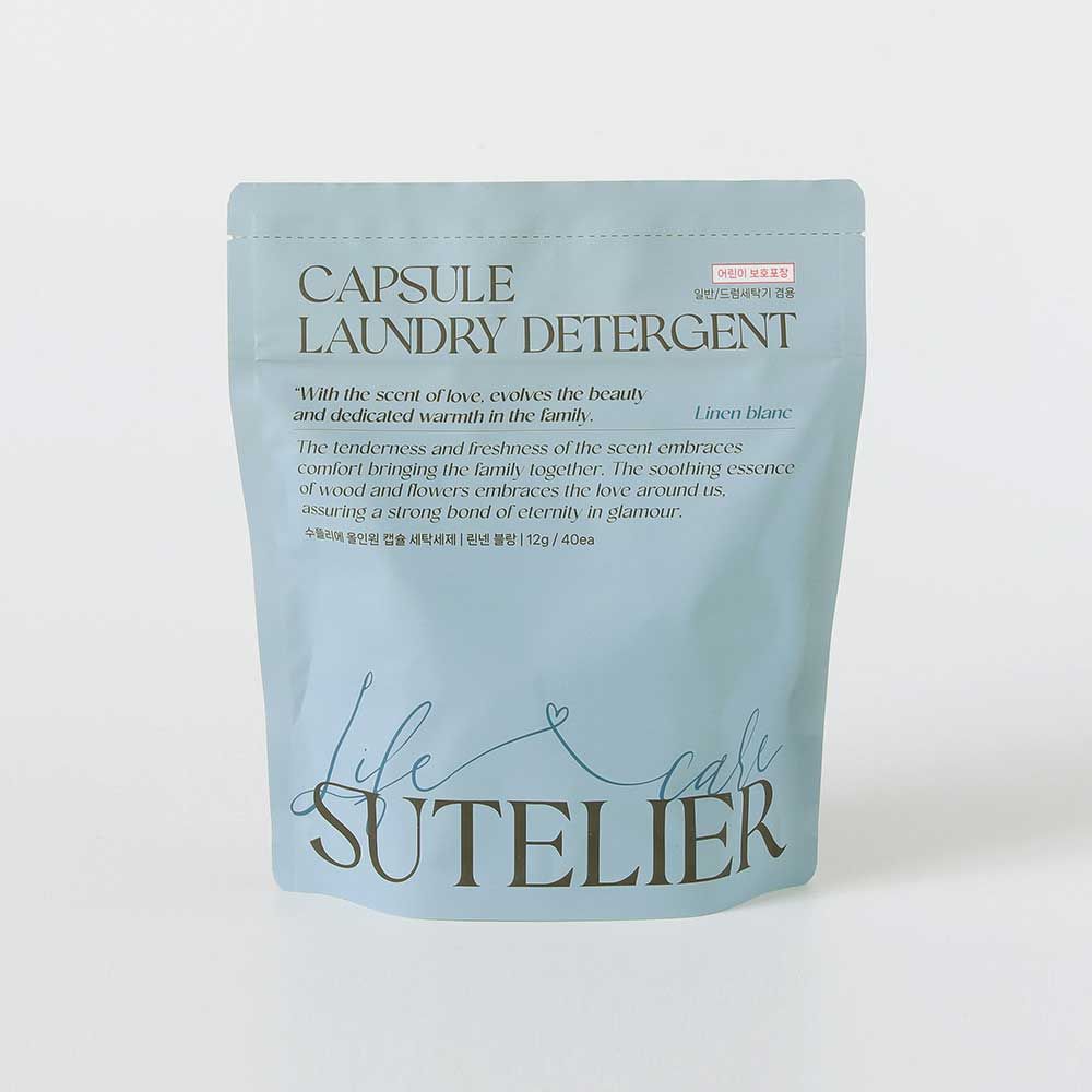 SUTELIER Premium 8-in-1 Ultra Concentrated 3-Pod Laundry Detergent Capsules Linen Blanc 40ea 12g _ Made in Korea